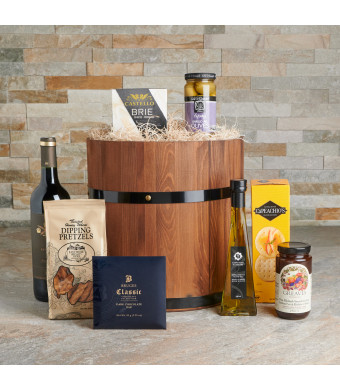 Delicious Gourmet Wine & Snack Barrel, Wine Gift Baskets, Gourmet Gift Baskets, Chocolate Gift Baskets, Canada Delivery