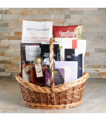 The Great Canadian Niagara Gift Basket, Gourmet Gift Baskets, Chocolate Gift Baskets, Canada Delivery, tortilla chips, beet chips, beets, crackers, early grey tea, tea, maple syrup, chocolate, nuts, pistachios, peach chutney, chutney, peach, chocolate