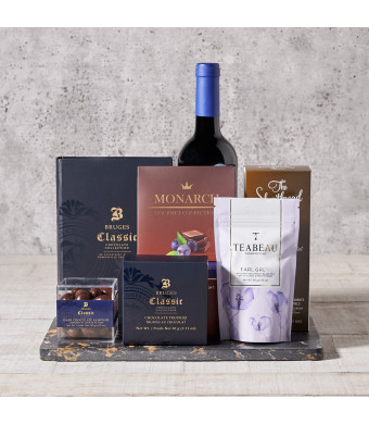 Rich & Smooth Gift Set with Wine, Wine Gift Baskets, Gourmet Gift Baskets, USA Delivery