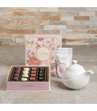 Tea & Truffle Gift Set, tea gifts, tea, chocolate gift, chocolate, truffle gift, truffles, gourmet gift, gourmet, teapot gift, teapot, Set 26233-2023