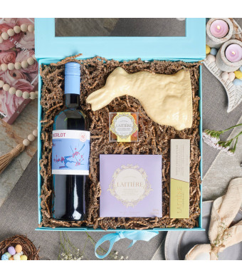 Touch of Spring Easter Gift Box, easter gift, easter, wine gift, wine, chocolate gift, chocolate, gourmet gift, gourmet, candy gift, candy