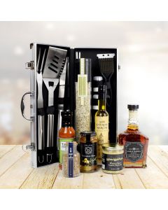 Deluxe Barbeque Tool Gift Basket with Liquor
