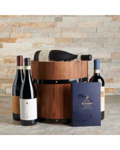 The Wine and Chocolate Lover Barrel, wine, chocolate, barrel, wine gift baskets, chocolate gift baskets, artisanal chocolate, usa delivery, gift, gift baskets