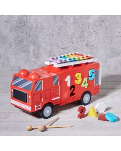 Birbaby Red Fire Truck Toy, baby gift, baby toy gift, wooden baby toy, wooden toy, baby