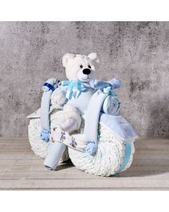 Blue Motorcycle Diaper Cake Gift