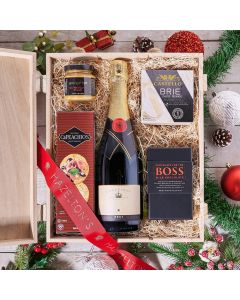 Christmas Champagne & Cheese Box, holiday gift basket, holiday gift, holiday, christmas gift basket, christmas gift, christmas, gourmet gift, gourmet, sparkling wine gift, sparkling wine, champagne gift, champagne