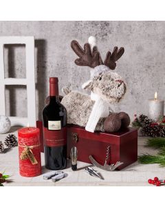Joyful Evening with a Reindeer Gift Set, Christmas gift baskets, wine gift baskets