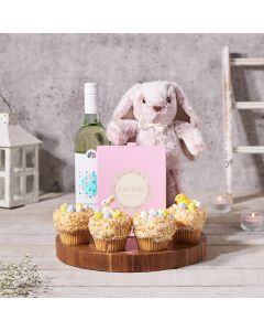 Easter Wine & Treat Gift, easter gift, easter, wine gift, wine, chocolate gift, chocolate, cupcake gift, cupcakes, gourmet gift, gourmet