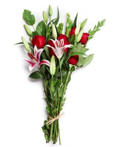 Red Roses, Red and White Lilies