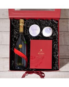 Classic Valentine’s Day Gift Basket, Valentine's Day gifts, sparkling wine gifts, chocolate