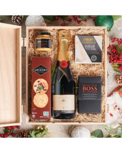 Holiday Champagne & Appetizer Gift Box, champagne gift, champagne, sparkling wine gift, sparkling wine, christmas gift, christmas, holiday gift, holiday