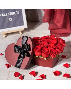 Valentine’s Day Heart Shaped Hat Box of Roses, Same Day Flower Delivery, Valentine's Day gifts