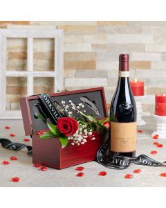 Valentine’s Wine Gift Box, Valentine's Day gifts, rose gifts, wine gifts