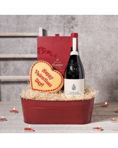 Valentine’s Day Cookie & Wine Gift Basket, Valentine's Day gifts, cookie gifts, wine gifts