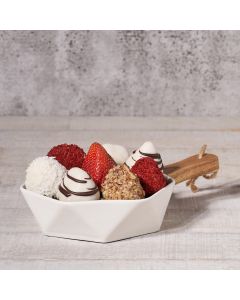 Deluxe Chocolate Dipped Strawberry Dish, Valentine's Day gifts, chocolate dipped strawberries