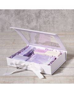 Fresh Lavender Spa Gift Box, Valentine's Day gifts, spa gifts, Chocolates, Bath salts, Soap bar, Perfume Roller