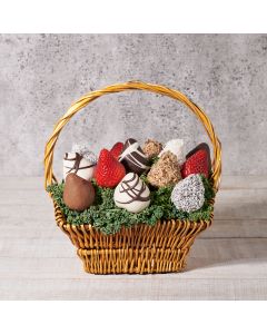 Classic Chocolate Dipped Strawberry Basket, Valentine's Day gifts, chocolate covered strawberries in a basket