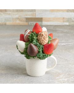Mug of Chocolate Dipped Strawberries, Valentine's Day gifts, chocolate covered strawberries