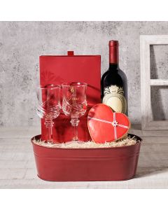 Wine & Chocolate Valentine’s Day Gift Basket, Valentine's Day gifts, wine gifts, cookie gifts