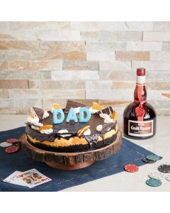 A Cheesecake for Dad Liquor Basket, liquor gift baskets, cake gift baskets, father's day, cheesecake, liquor, US Delivery
