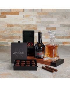 Refined Elegance & Spirits Gift, liquor, liquor gift, chocolate gift, decanter gift, decanter, chocolate
