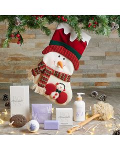 Luxury Spa Snowman Stocking Set, Christmas Spa Gift Baskets, Christmas Chocolate Gift Baskets, Christmas Stocking Gift Baskets, Soap, Hand cream, Chocolates, Spa, Xmas Gift Baskets, USA Delivery