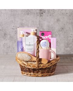 Lovely Blossoming Spa Basket, mother's day, gourmet, spa gift basket, skincare, lavender, spa gift, bath and body, spa, spa gift basket delivery, delivery spa gift basket, bath and body basket usa, usa bath and body basket