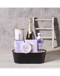 champagne gift set, champagne, bucket, candle, chocolate, lavender, bath and body, spa, sparkling wine, champagne gift set delivery, delivery champagne gift set, spa bath and body usa, usa spa bath and body
