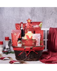 Under The Christmas Tree Wine Gift Basket, Wine Gift Baskets, Gourmet Gift Baskets, Chocolate Gift Baskets, Xmas Gifts, Wine, Cookies, Pretzels, Chocolates, Jam, Popcorn, Chips, Christmas Gift Baskets, USA Delivery