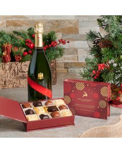 The Easy Does It Xmas Champagne Gift Set,  Christmas Gift Baskets, Xmas Gifts, Champagne Gift Baskets, Chocolate truffles, Champagne, USA Delivery