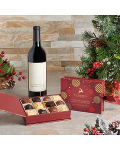 Wine ‘n’ Truffles Xmas Gift Set, Wine Gift Baskets, Gourmet Gift Baskets, Christmas Gift Baskets, Xmas Gifts, Wine, Truffles, USA Delivery