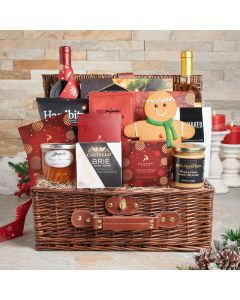 Christmas Wine Bounty Gift Set, Wine Gift Baskets, Christmas Gift Baskets, Gourmet Gift Baskets, Xmas Gifts, Crackers, Cheese, Chocolate, Nuts, Wine, USA Delivery