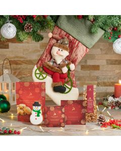 Santa Stocking & Snacks Gift Set, Christmas Gift Baskets, Gourmet Gift Baskets, Christmas Stockings, Xmas Gifts, Chocolates, Cookies, Popcorn, USA Delivery