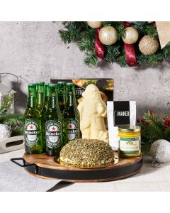 Deluxe Holiday Heineken & Cheese Ball Gift Basket, Gourmet Gift Baskets, Christmas Gift Baskets, Beer Gift Baskets, Cheeseball, Beer, Chocolate, Xmas Gifts, USA Delivery