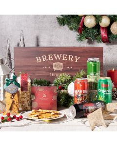 Holiday Craft Beer & Sweet Treat Gift Set, Christmas Gift Baskets, Beer Gift Baskets, Chocolate, Beer, Popcorn, Almond Brittle, Xmas Gifts, USA Delivery