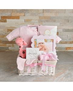 New Baby Girl Cuddly Pink Gift Basket, baby gift, baby, baby girl gift, baby girl, baby shower gift, baby shower