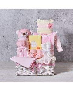 Pink & Perfect Baby Gift Basket, baby gift, baby, baby girl gift, baby girl, baby shower gift, baby shower