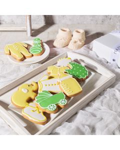 Yellow Welcome Baby Cookie Gift Box, Unisex Baby Cookies, Gourmet Baby Cookies, Baked Goods, USA Delivery