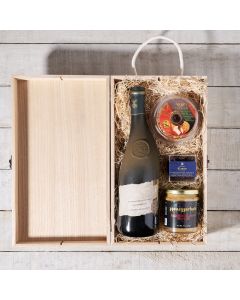 Wine & Hors d'oeuvre Gift Box. Wine Gift Crate, Wine Gift Baskets, Chocolate Gift Baskets, USA Delivery