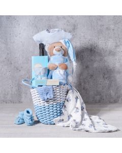Mommy and Me - Let's Celebrate Baby Boy Gift Basket, baby gift, baby, baby boy gift, baby boy, baby shower gift, baby shower, champagne gift, champagne, sparkling wine gift, sparkling wine