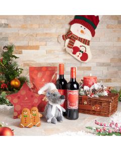 The Enchanted Christmas Gift Basket, christmas gift, christmas, holiday gift, holiday, wine gift, wine, gourmet gift, gourmet, Set 25744-2022, plush, plush gift