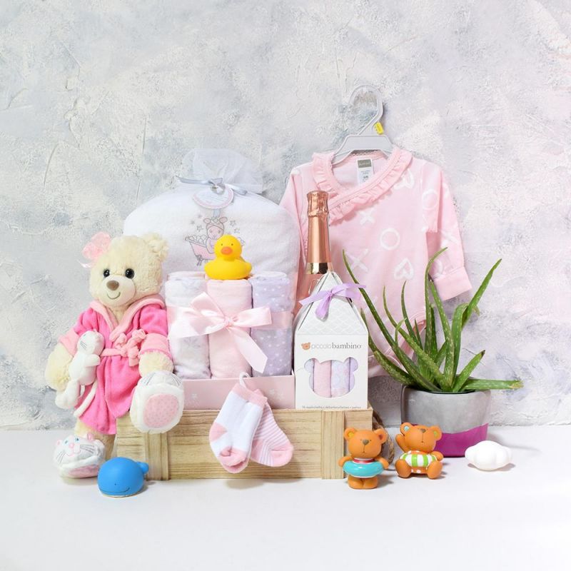 Bubbly Baby Girl Bath Time Gift Basket HAZELTON'S USA