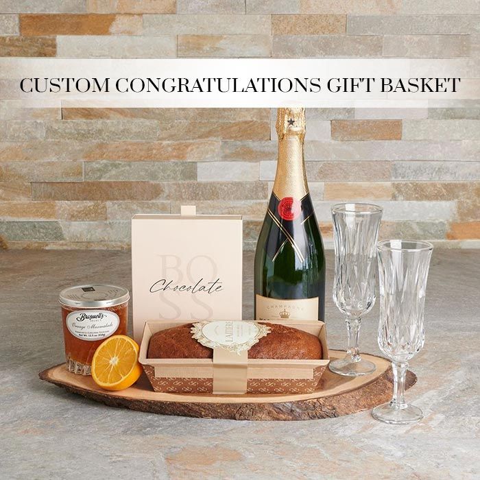 Custom Congratulations Gift Baskets are very popular. The first step is