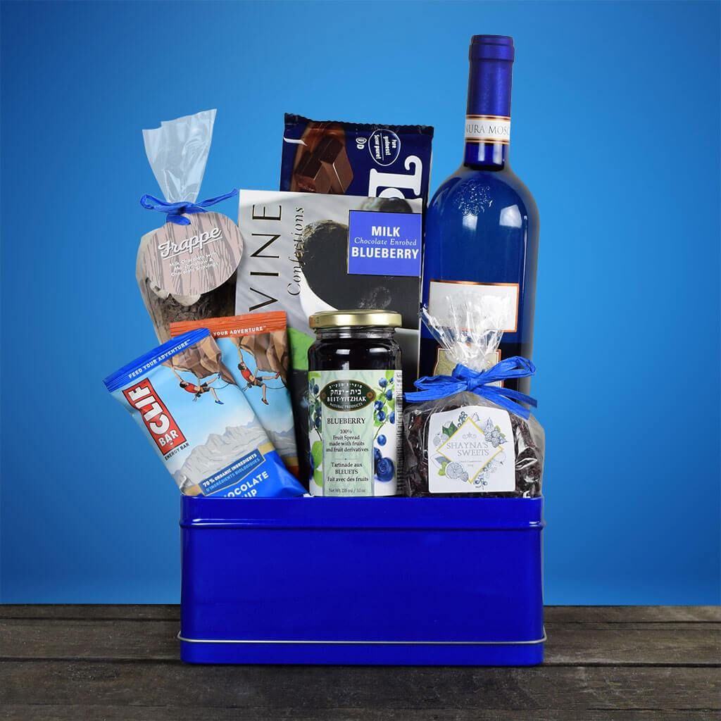 In An Auspicious Hue Of Aqua, The Bold In Blue Kosher Wine Gift Basket From  Gifting Kosher Makes For The Ideal Choice For Any Special Occasion Whether  Its A Festival Or Simply