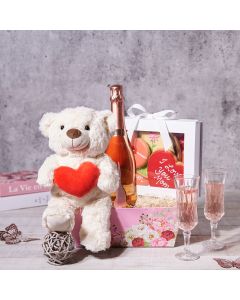 Exquisite Mother's Day Sparkling Wine & Plush Gift, champagne, champagne gift, champagne for mother's day, mother's day, mother's day gift, teddy bear gift, cookie gift