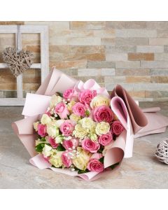 Mixed Pink & White Rose Bouquet, rose gift, flower gift, fresh flower delivery, mother's day, mother's day flowers, mother's day gift
