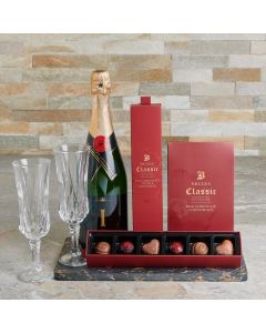 Cherry St. Chocolate & Champagne Basket, Valentine's Day gifts, chocolate gifts