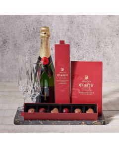 Traverse City Champagne & Chocolate Gift Basket, Valentine's Day gifts, sparkling wine gifts, chocolate gifts