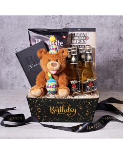 Beary Happy Birthday Gift Basket, plush gifts, beer gifts, chocolate gifts, gourmet snacks, gourmet gift baskets