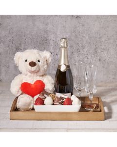 Recipe for Love Gift Tray, Valentine's Day gifts, chocolate covered strawberries, sparkling wine gifts